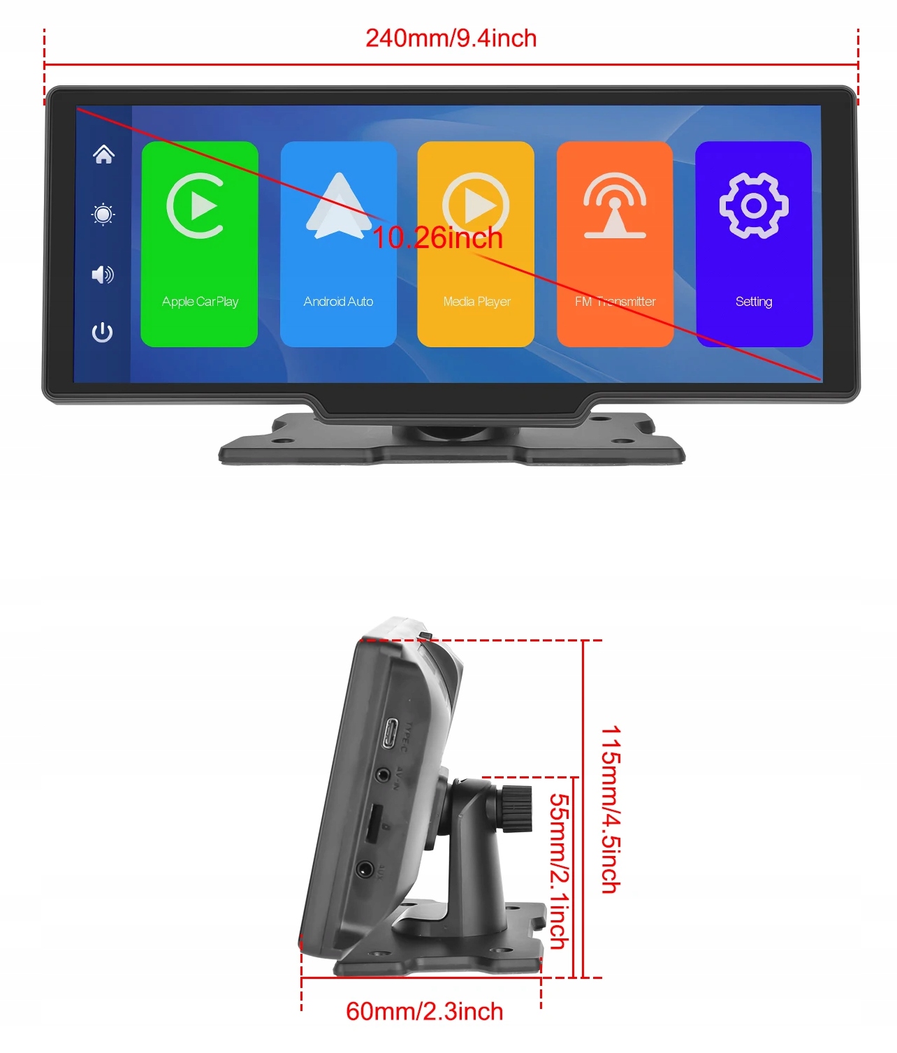 RADIO STACJA MULTIMEDIALNA MONITOR ANDROID AUTO APPLE CARPLAY Rodzaje odtwarzanych nośników karta microSD