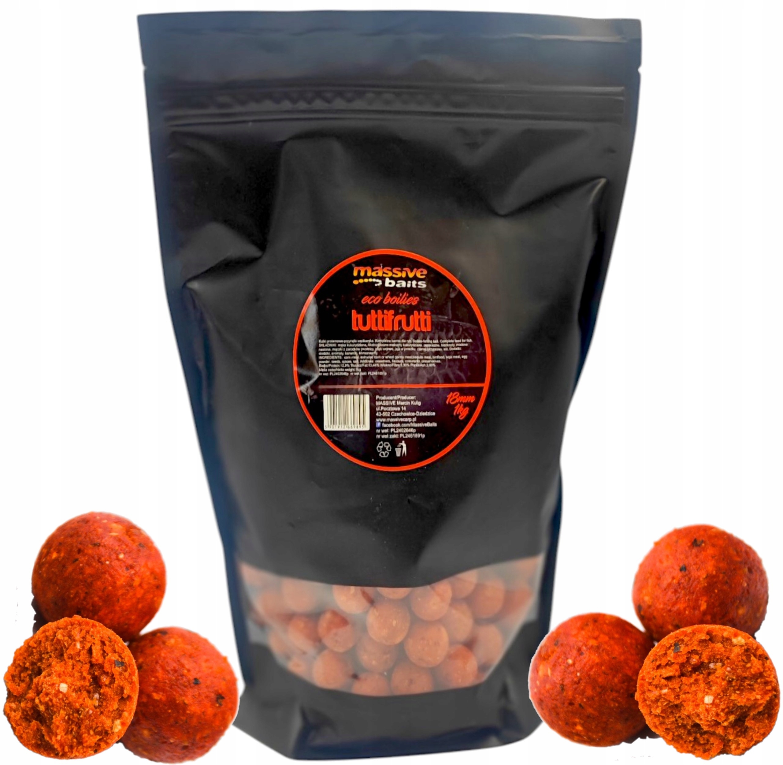 Kulki Proteinowe 18mm 1kg Massive Baits Tutti Frutti Eco Boilies