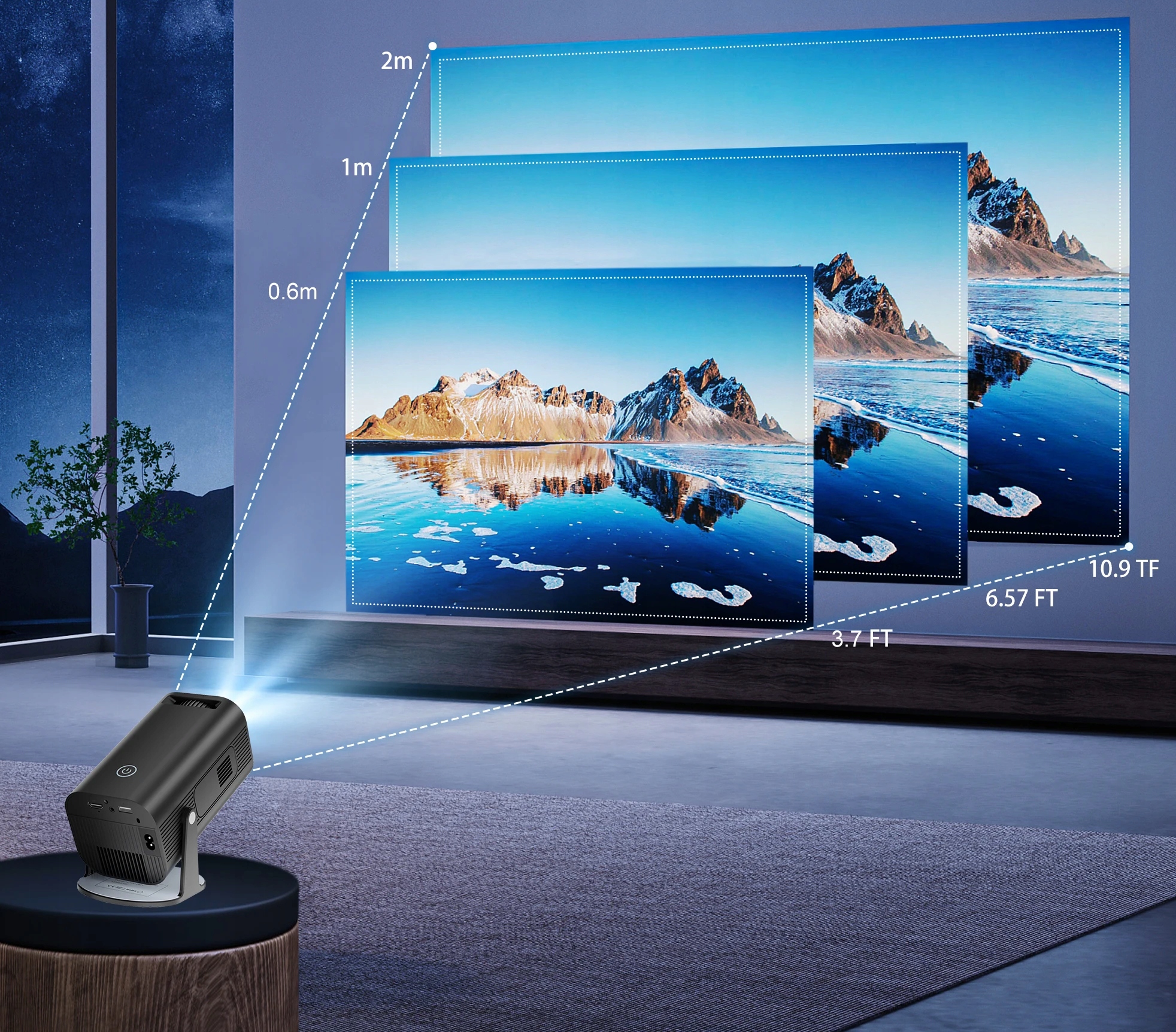 PROJEKTOR OPTICAST OPTIPRO MOCNA LAMPA, ANDROID, VOD, WIFI, BT5, 1920x1080 Kontrast (x:1) 10000