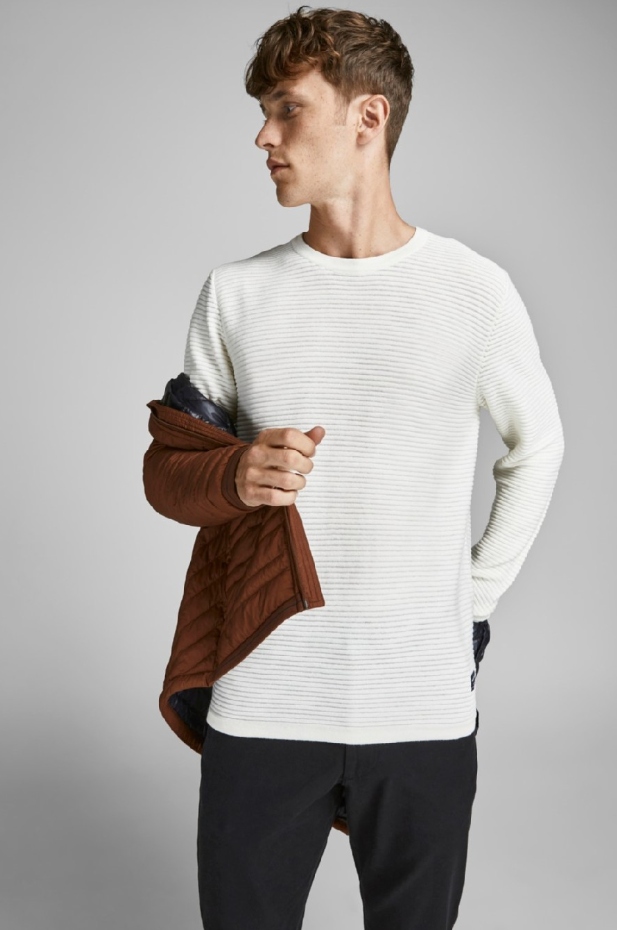 JACK&JONES SWETER WIND Z FAKTURĄ PASKI XL RBA Linia regular