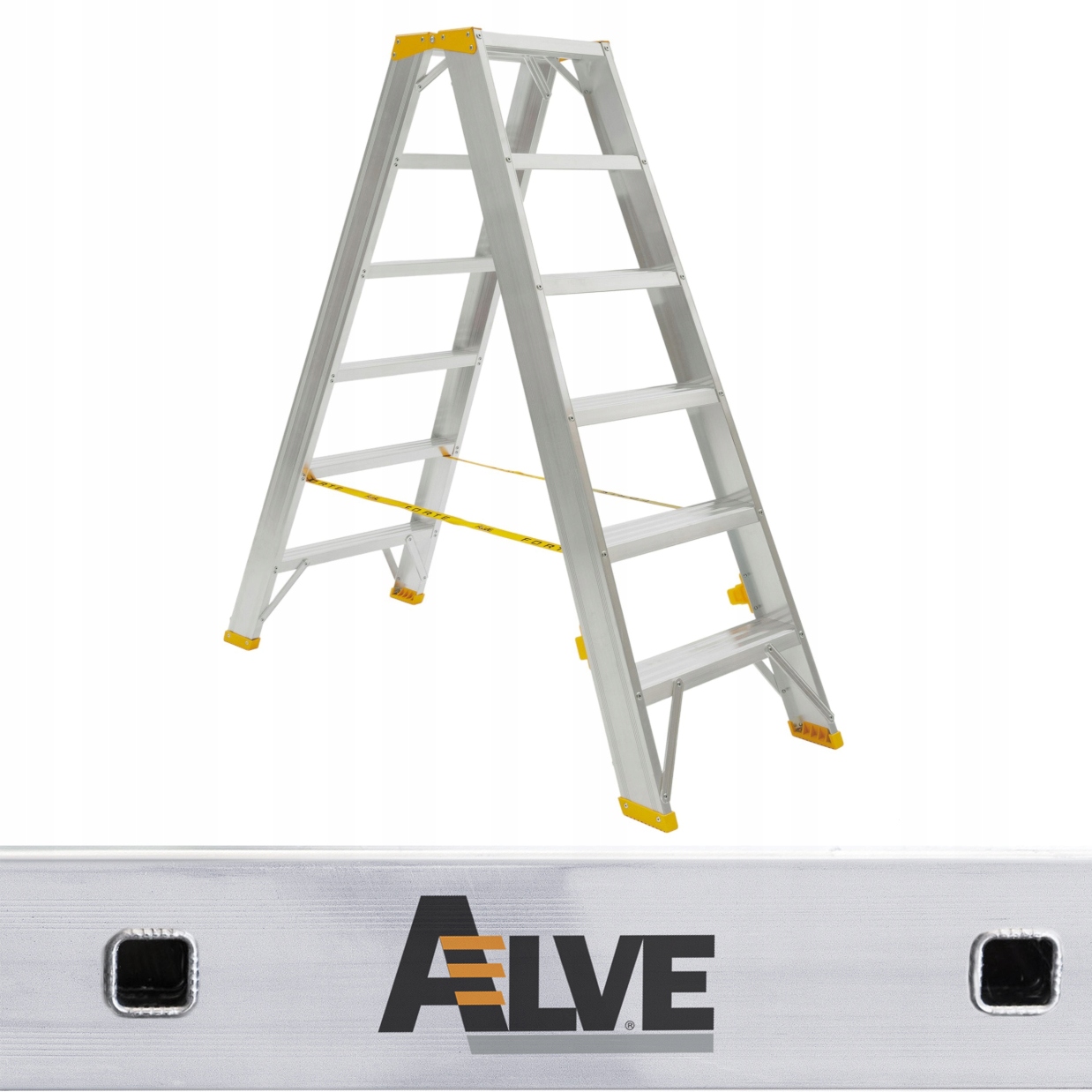Drabina aluminiowa dwustronna profesjonalna Alve Forte 2x6 stopni