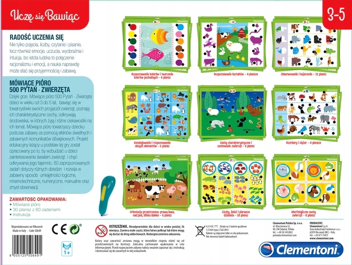 MÓWIĄCE PIÓRO 500 PYTAŃ ZWIERZĘTA 50781 CLEMENTONI Marka Clementoni
