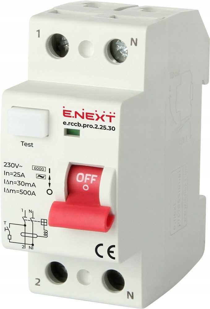 Proudový Spínač Rccb.pro 2P 25A 30MA