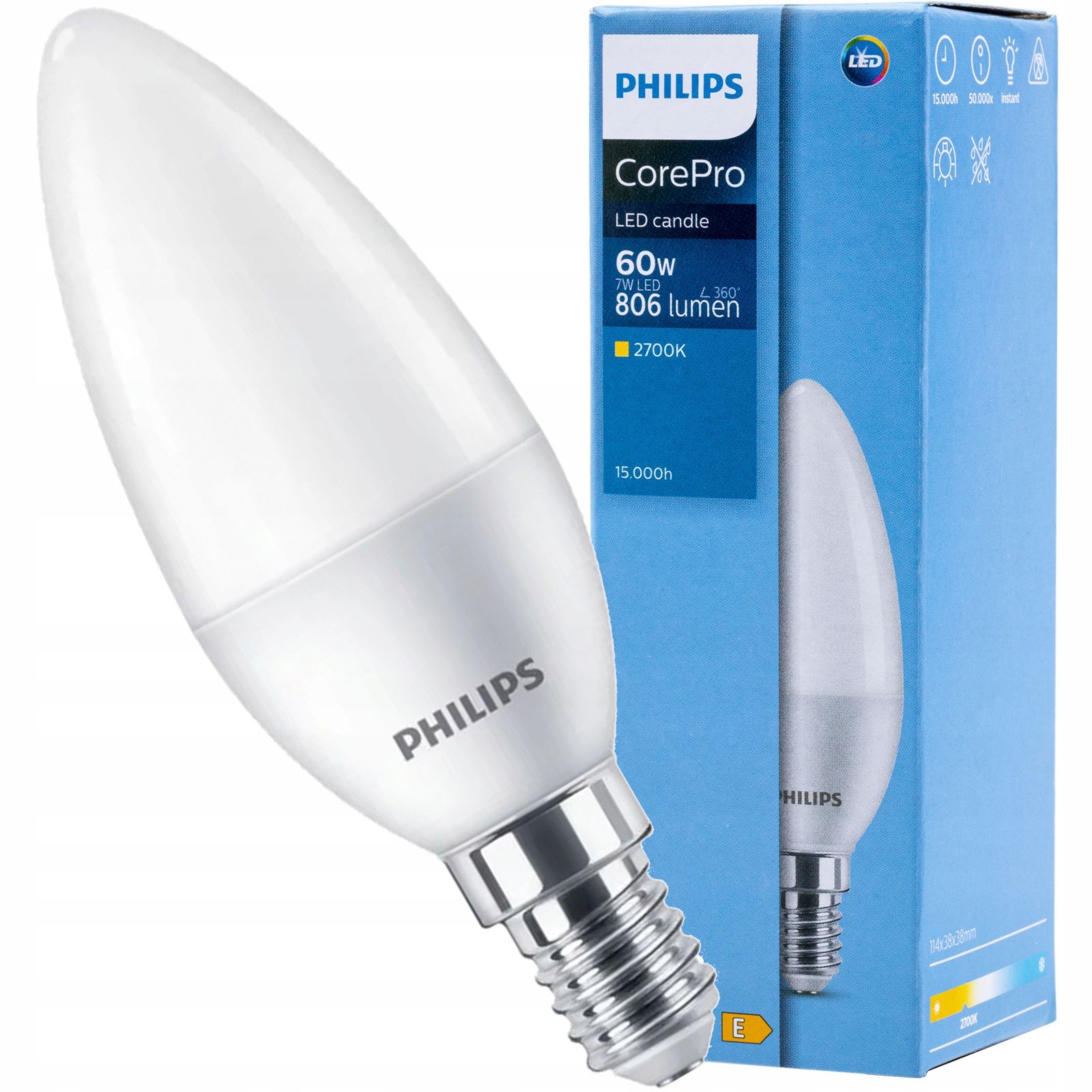 

Żarówka Led Świeca E14 B38 7W 60W Philips 2700K