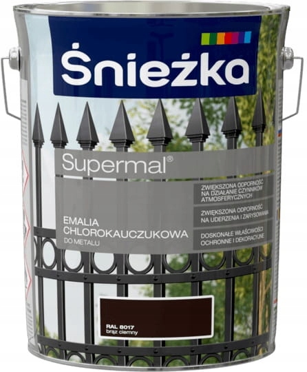 Śnieżka Chlorokauczuk do metalu 5L Brąz Ciemny Ral 8017
