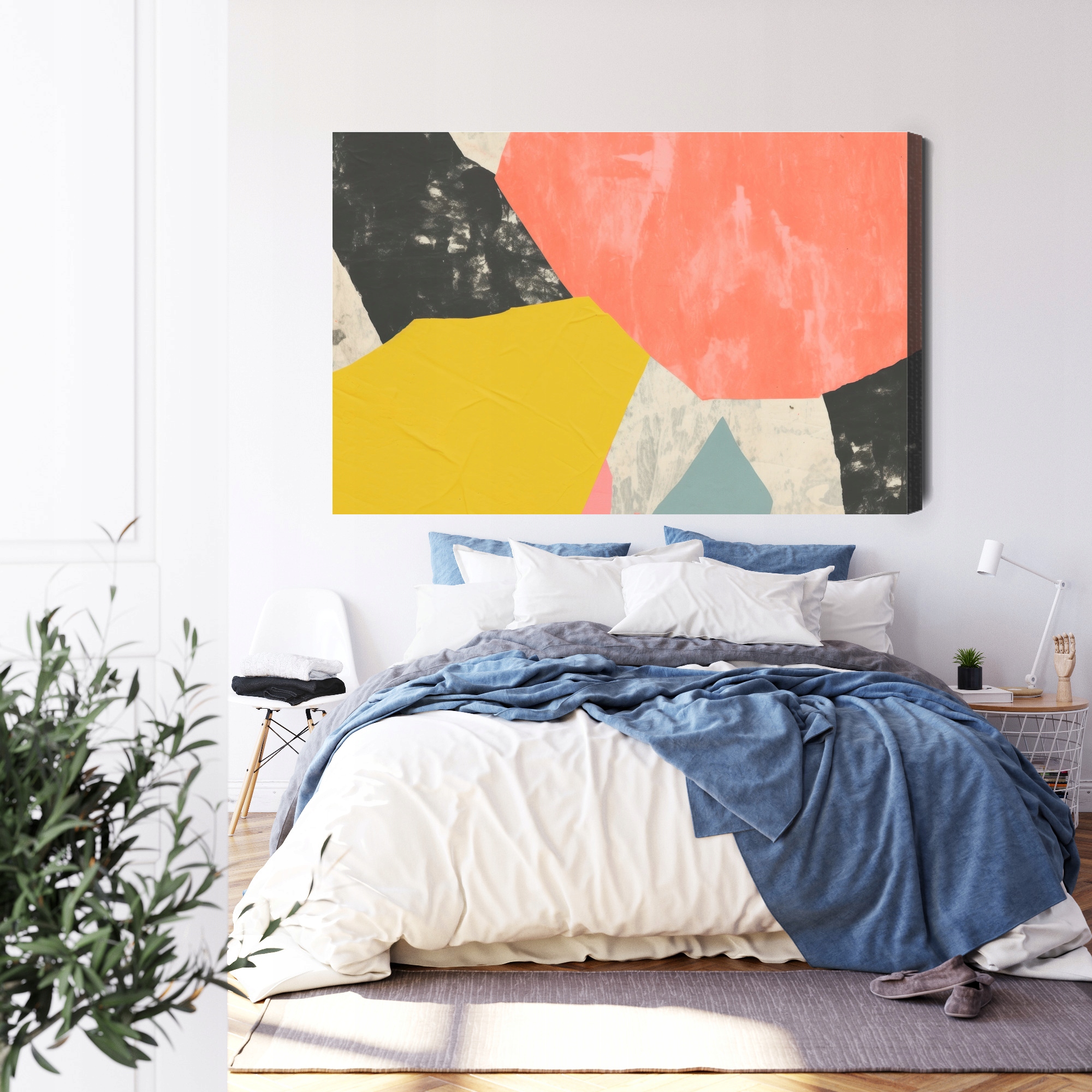 Žlutý akcent abstrakce Obraz na plátně Žlutý akcent abstrakce 120 x 80 cm