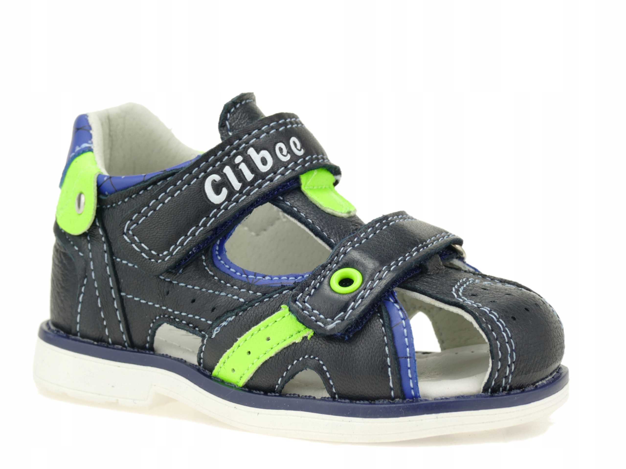 SKÓRZANE SANDAŁY CHŁOPIĘCE BUTY DZIECIĘCE KRYTE SANDAŁKI NA RZEPY R. 20 Rozmiar (new) 20