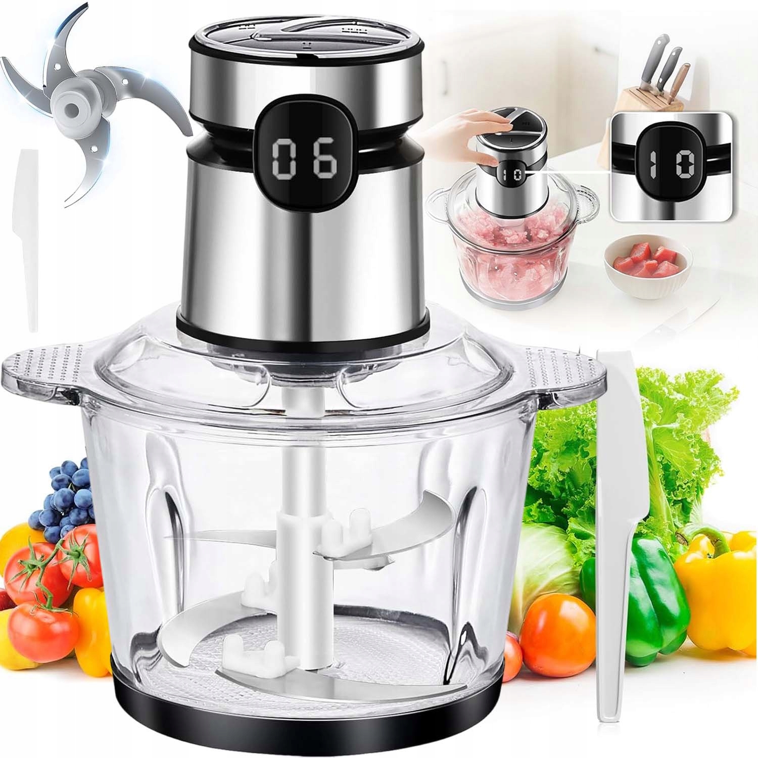 Multifunkční Sekáček Potravin Do Kuchyně 200 W Zeleniny 2 L Mixér