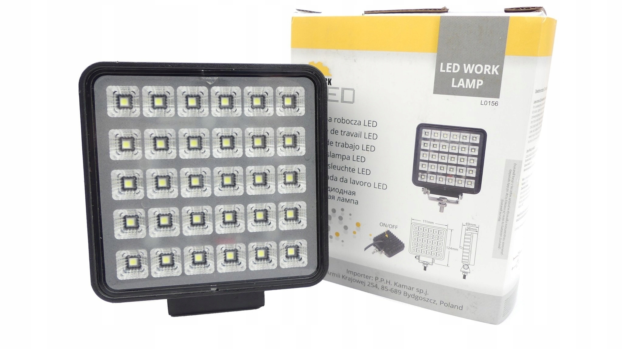 Lampa Robocza 30LED FLOOD Włącznik 12-24V 3800lm