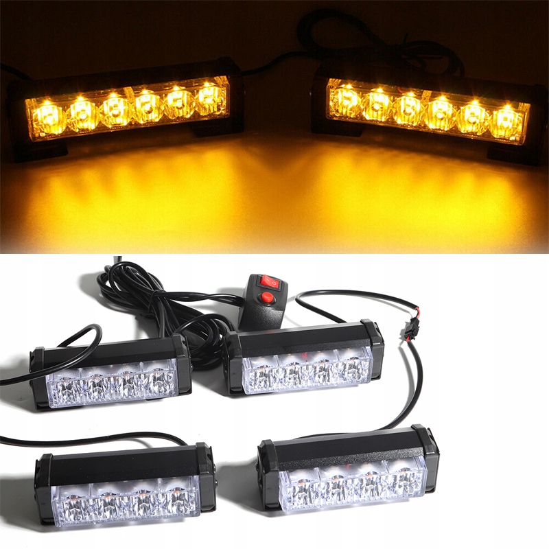 DIODOWE KOGUTY LED STROBOSKOPY LAMPY OSTRZEGAWCZE 12V 24V ORANGE KPL Stan opakowania oryginalne