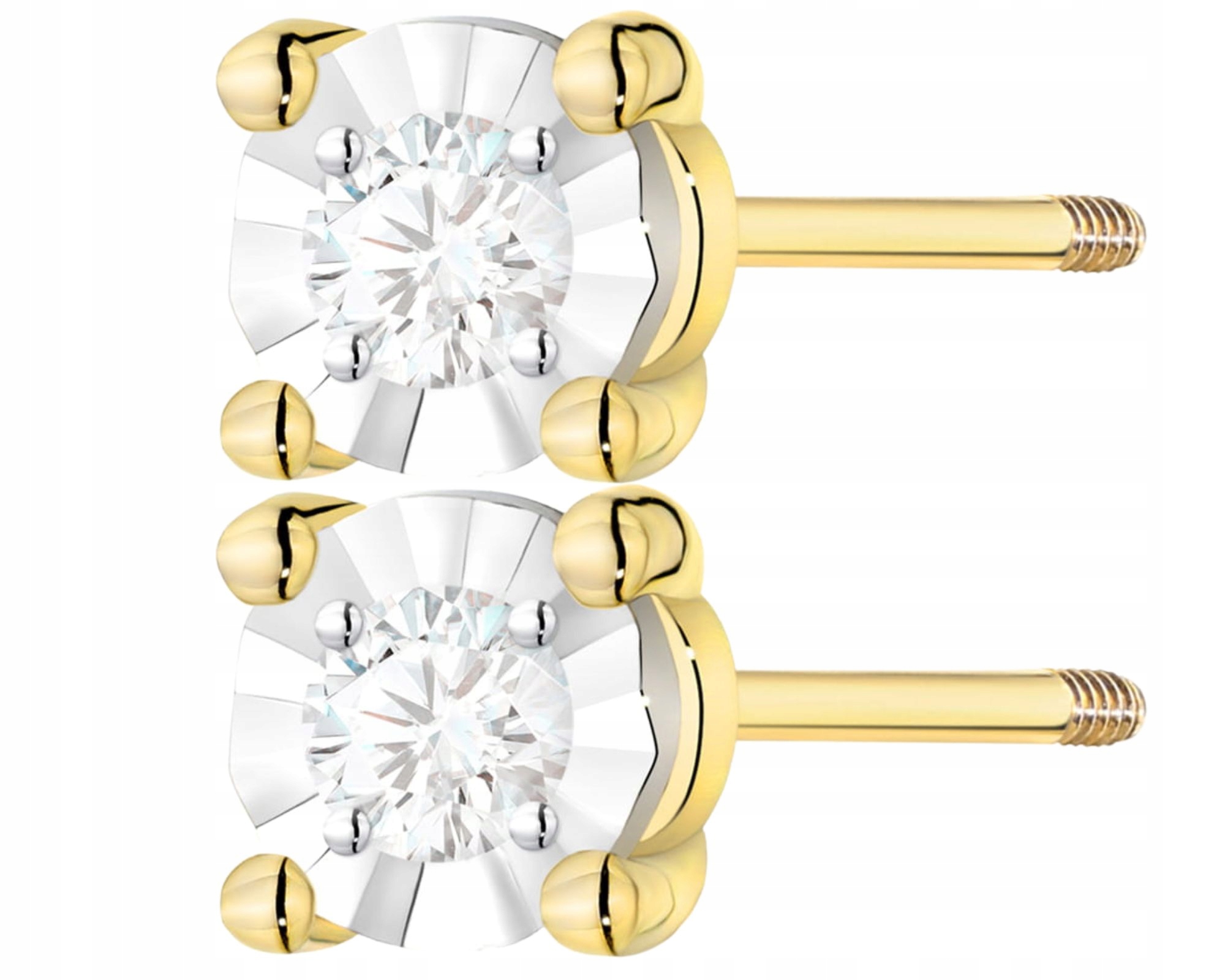 Zlaté Náušnice S Diamanty, Zlatá Šroubovací Tyčinka 585 Jako Dárek, Gravírování