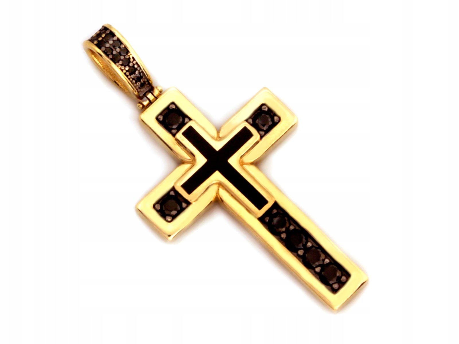 Přívěsek přívěsek zlatý 585 křížek s černými zirkony
