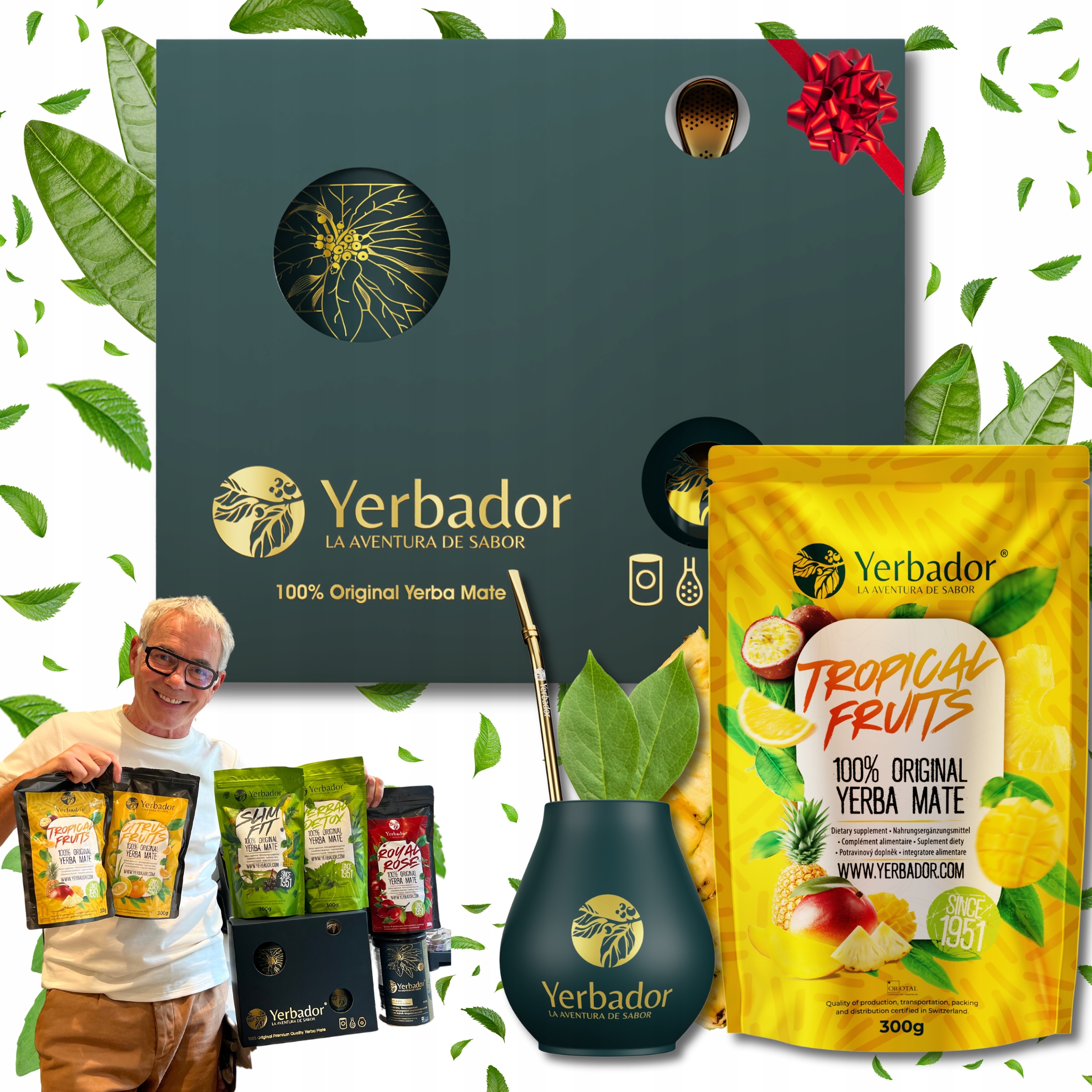 Levně Yerba Mate Startovací Sada Yerbador Tropické ovoce Mango Matero Bombilla