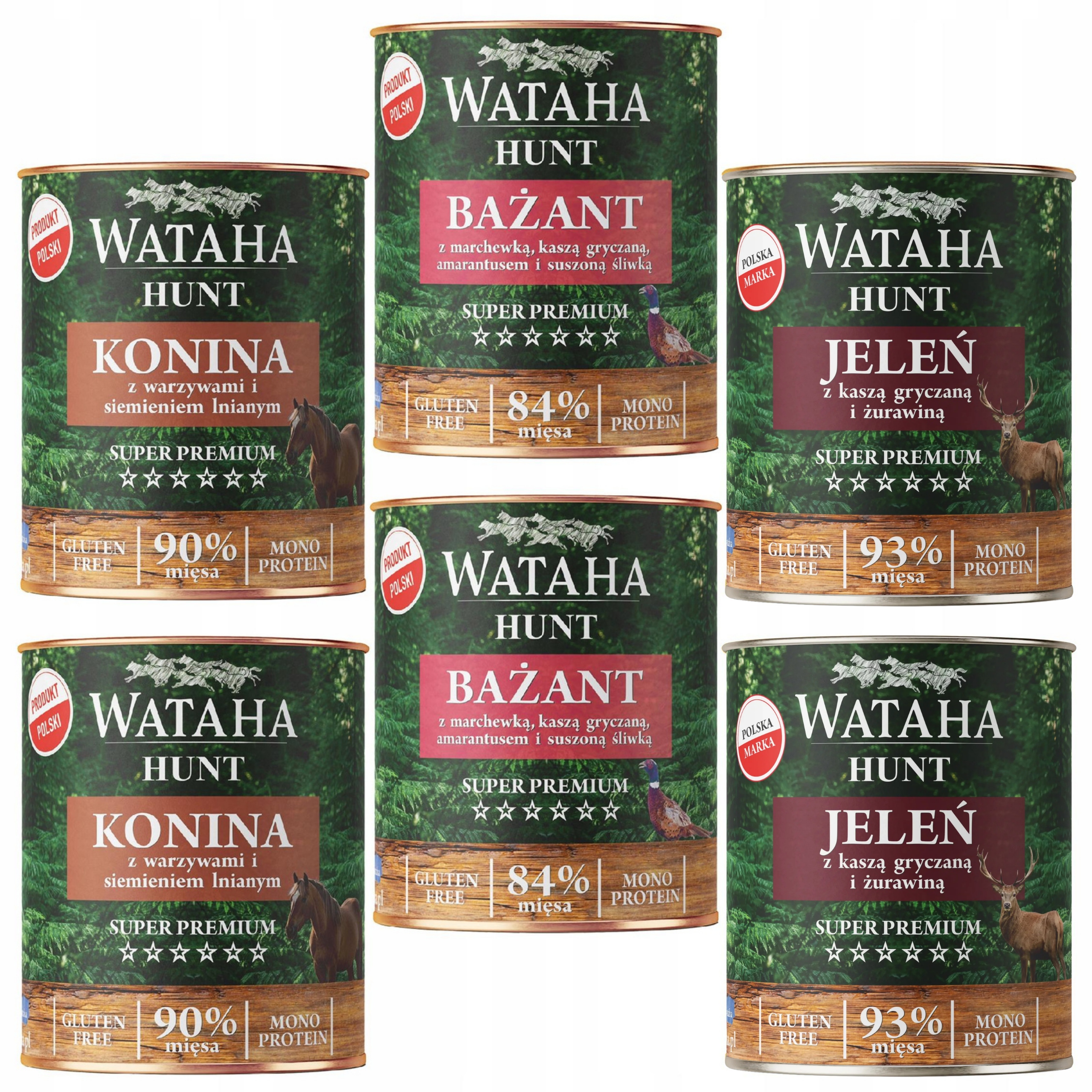 Krmivo mokré pro psa Wataha Hunt mix chutí 6 x 800 g bez obilovin