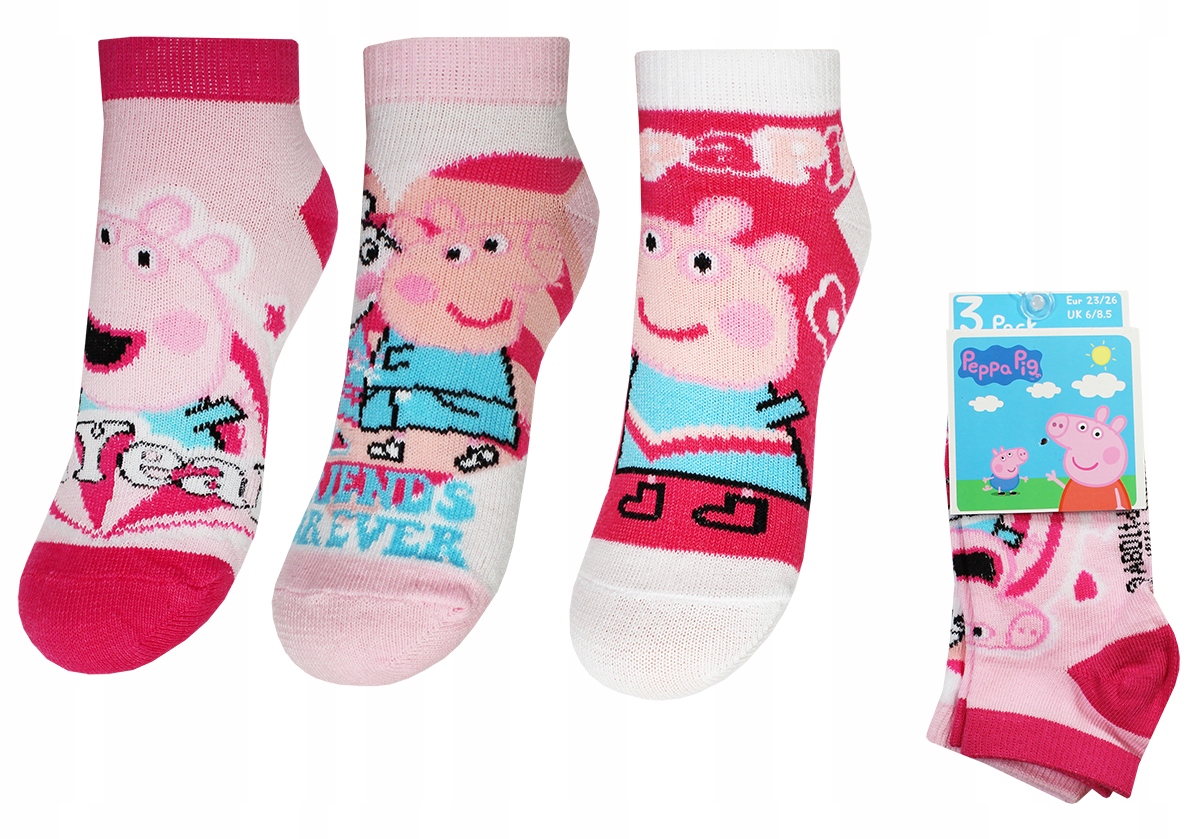 

Świnka Peppa Pepa Stopki Dziewczęce 3-PAK 31/34