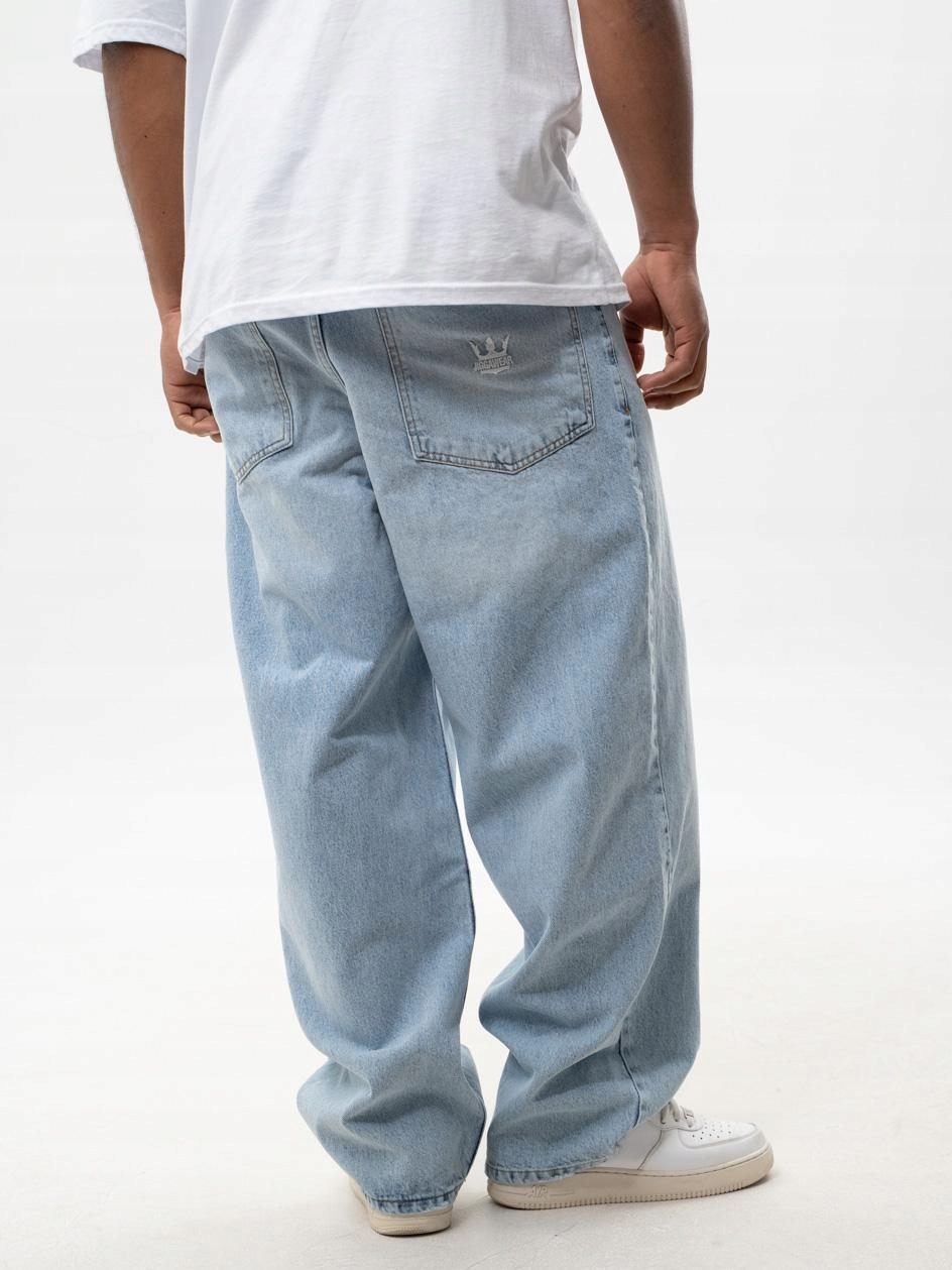 Džíny Baggy Pánské, světlé modré, seprané Jigga Wear XL