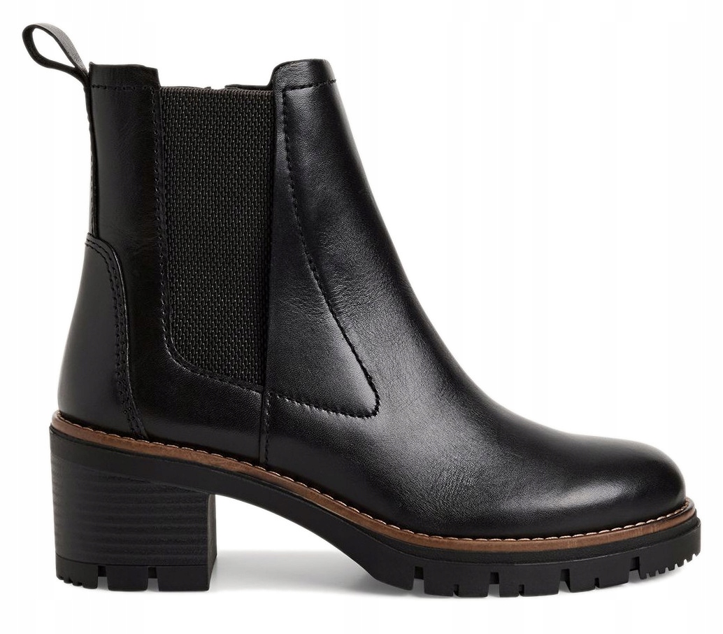 Černé Dámské Kotníkové Boty S Zatepleným Koženým Podpatkem Marco Tozzi 38