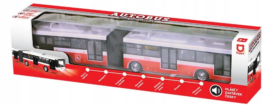 

Autobus Przegubowy 36cm Czerwony Autobus Dźwięki Ś
