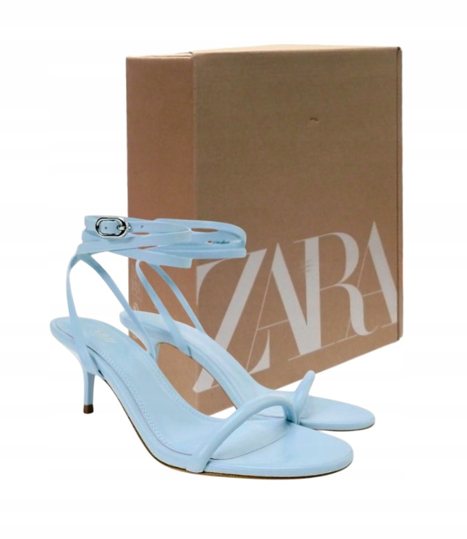Zara Dámské Sandály Špendlíky Kožené Pásky Boty Modré vel. 38