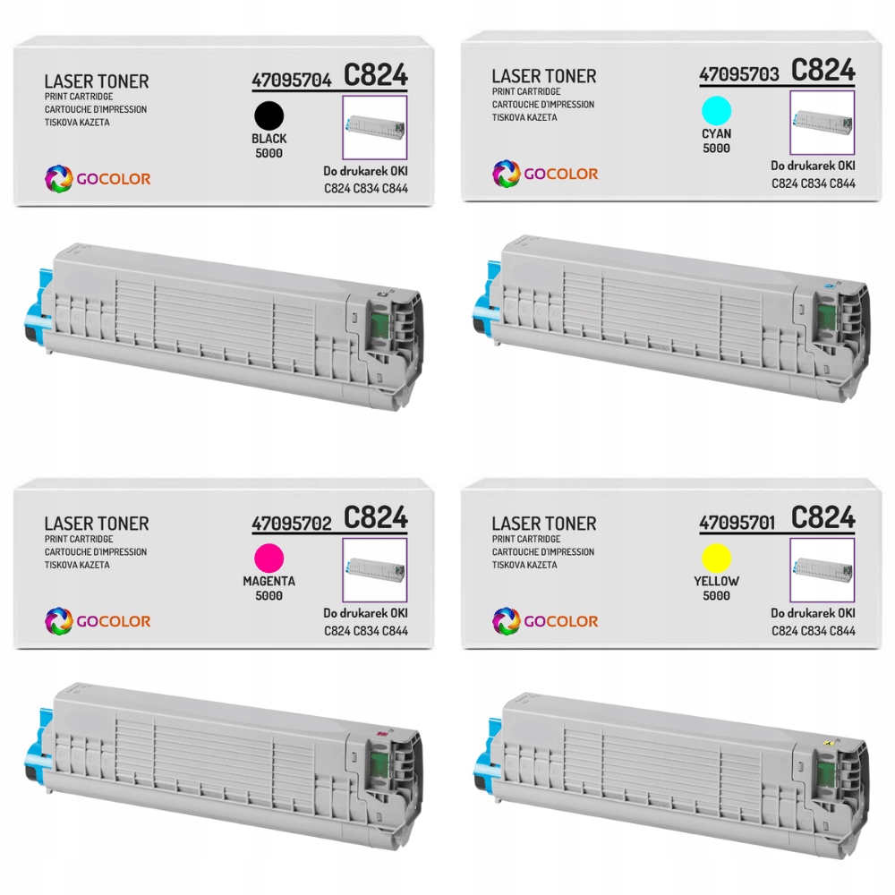 4x Nowy toner do Oki C834 C824 C844 zestaw Cmyk Glossy Połysk