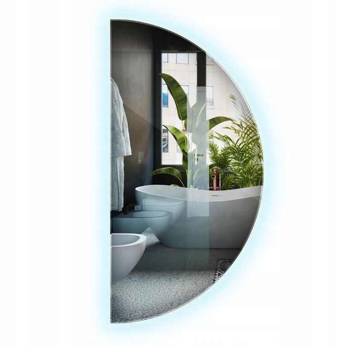 Polkruhové Zrkadlo Mesiac 100x50 Dotykový Vypínač S Led Cob Osvetlením