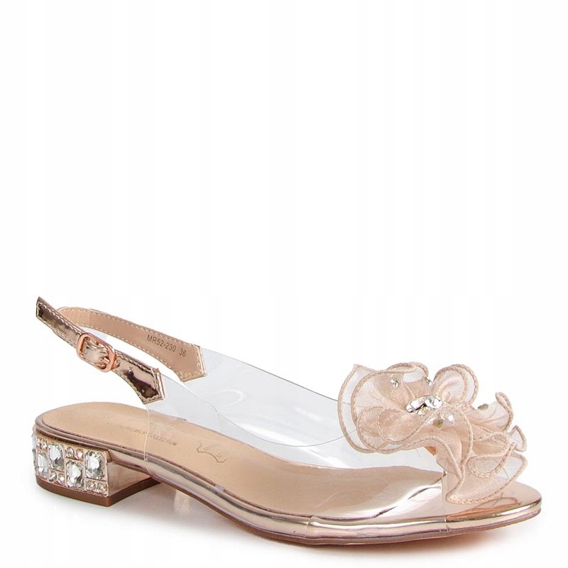 S.barski D&a MR52-230 Transparentní Sandály Růžové Zlato S Květem 39