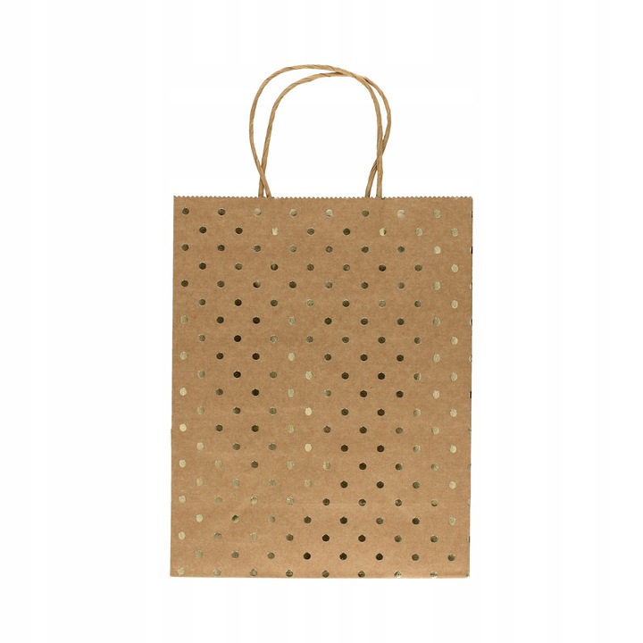 

Torebka ozdobna Kraft 25x10x20 złote kropki 5szt