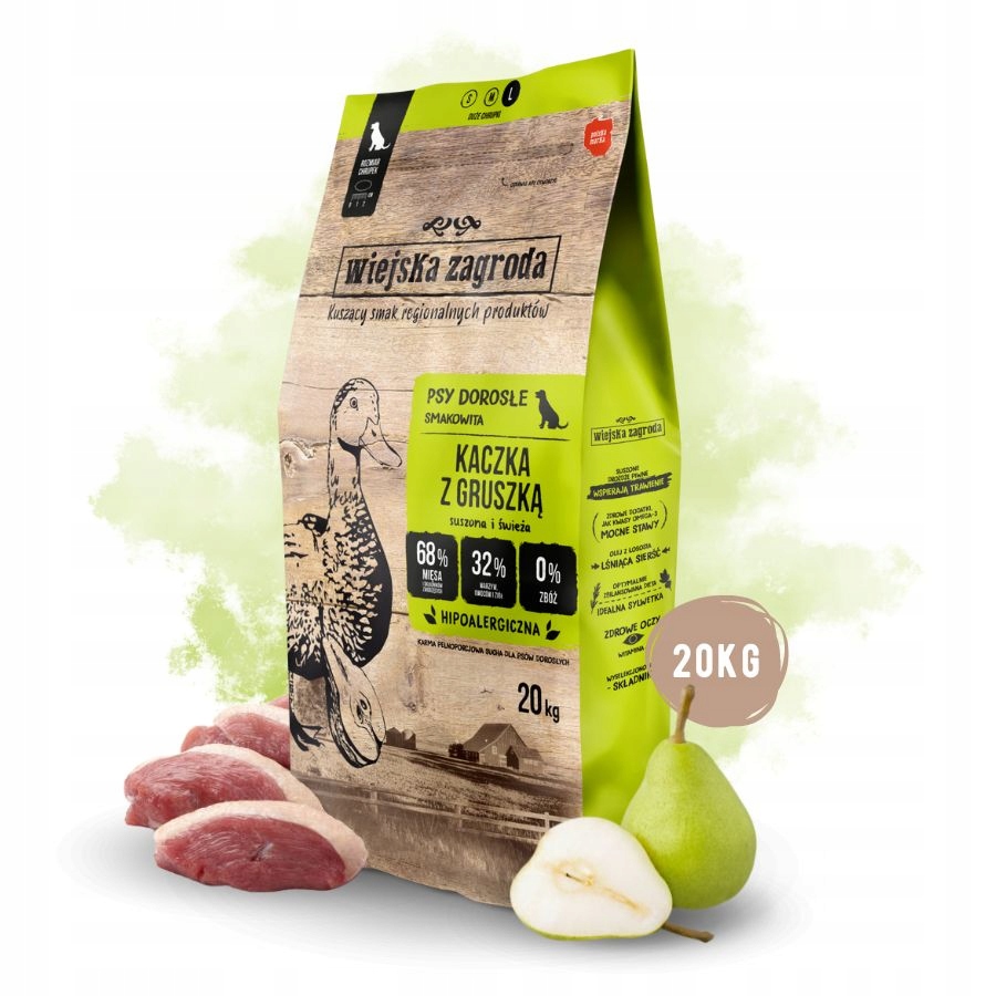 Wiejska Zagroda Karma sucha dla psa Kaczka Gruszka Warzywa Duże rasy L 20kg
