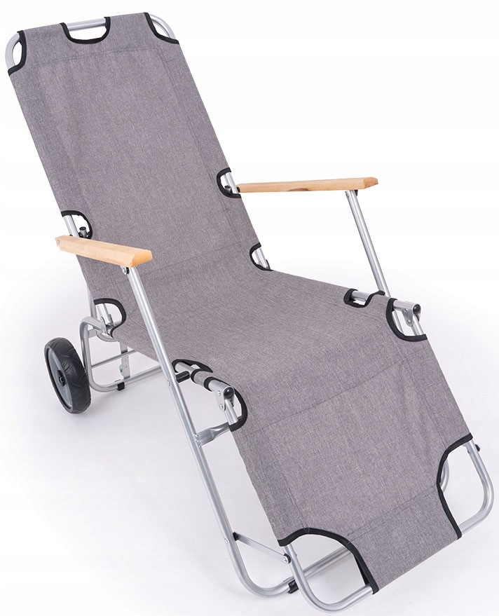 Leżak Na Kółkach Ogrodowy Plażowy Fotel Składany Tarasowy