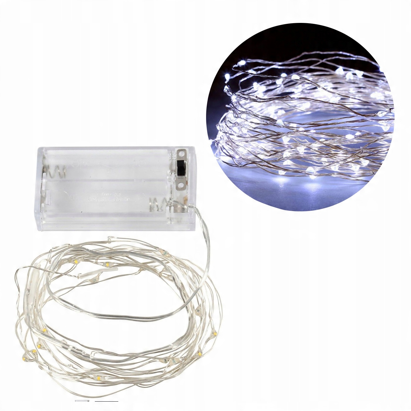 

Lampki Na Druciku 20 Led na Baterie Zimne Światło