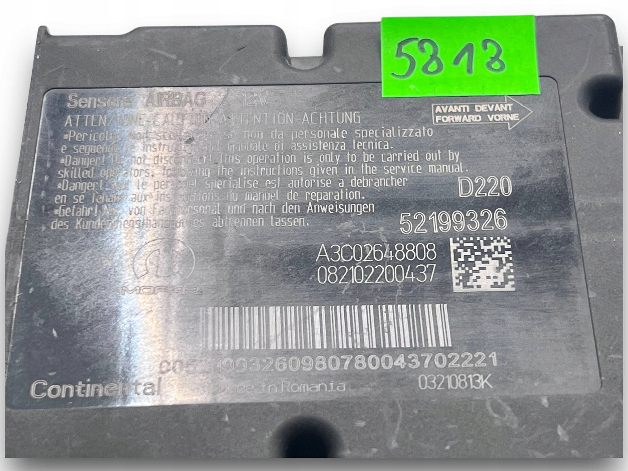 FIAT 500 module control unit airbag 52199326 @M