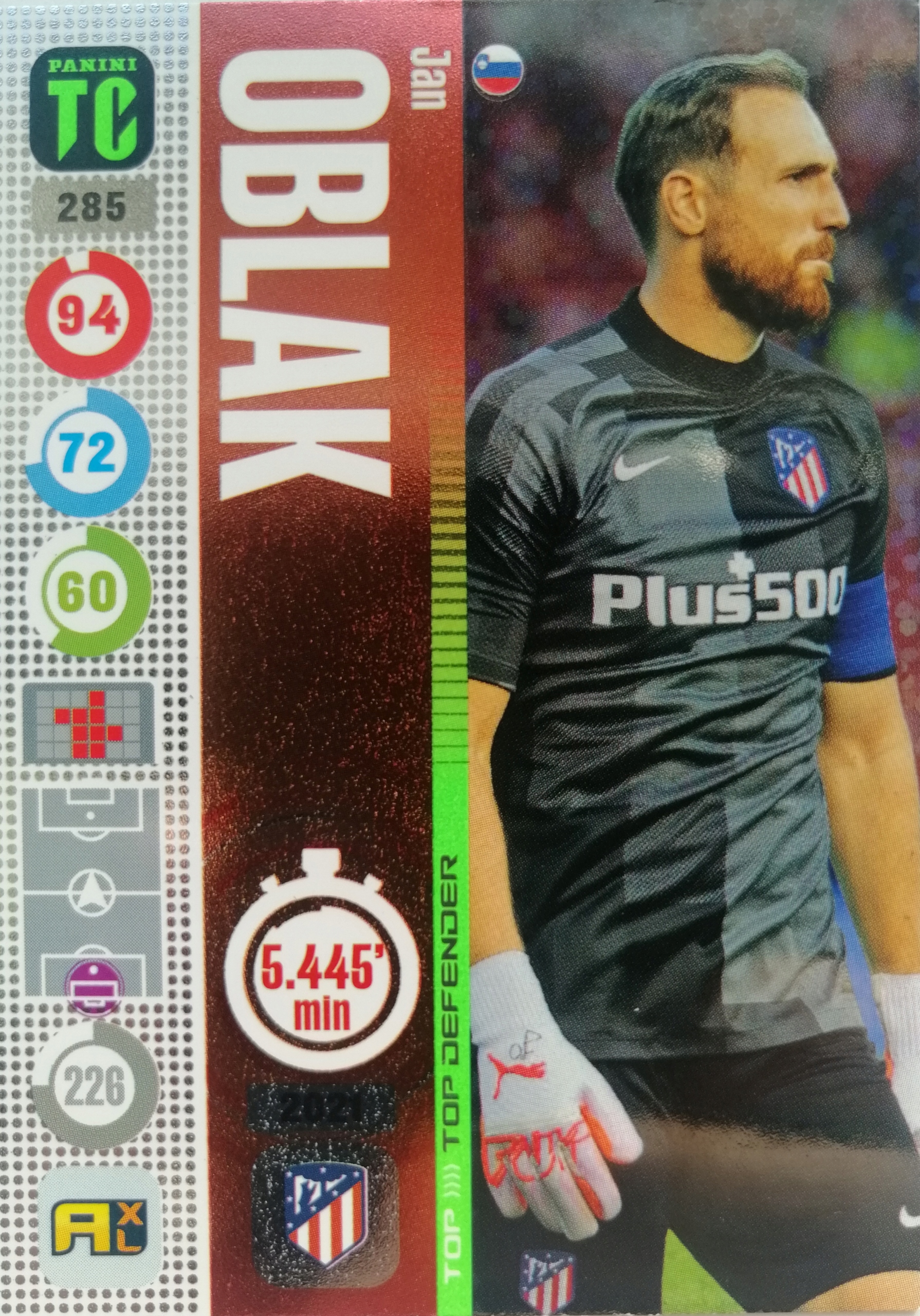 Panini Top Class Top Defender 285 Jan Oblak
