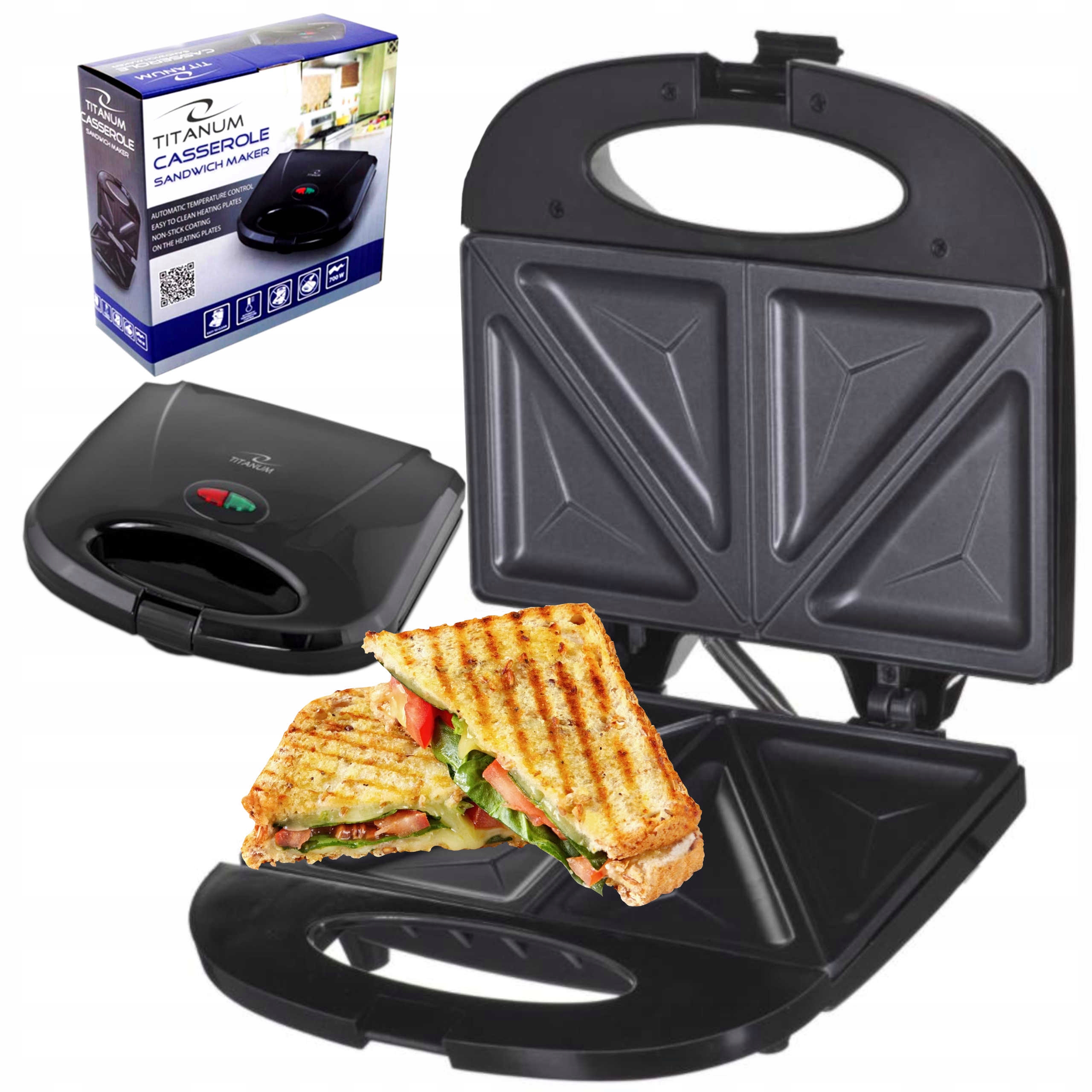 

Opiekacz Toster Do Kanapek Tostów Czarny Moc 700 W