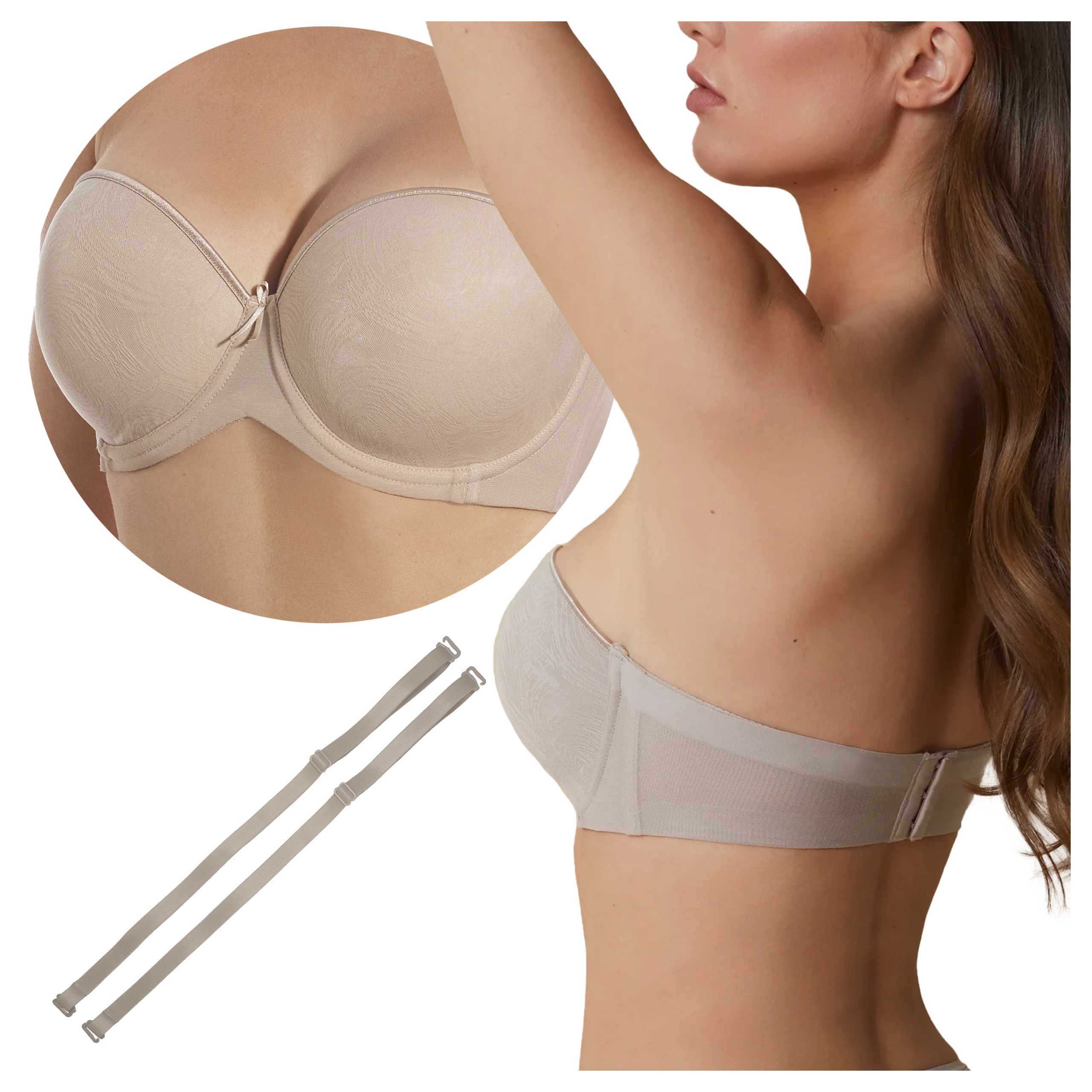 Přiléhavá samodržící podprsenka s kosticemi ramínka Vilma Béžová 75D