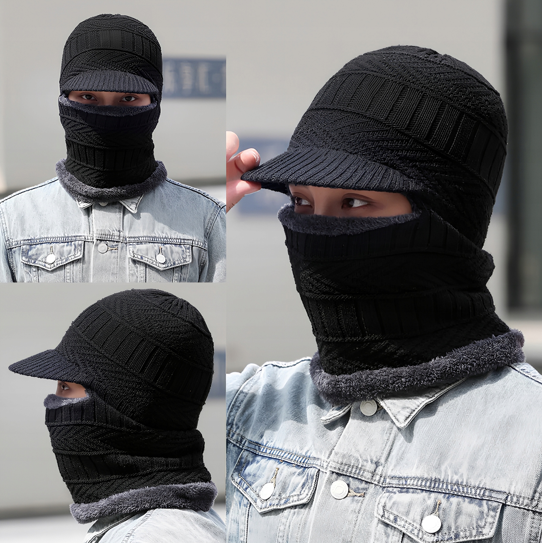 CZAPKA Z DASZKIEM UNIWERSALNA DWUWARSTWOWA GRUBA CIEPŁA KOMINIARKA ZIMOWA Rozmiar uniwersalny