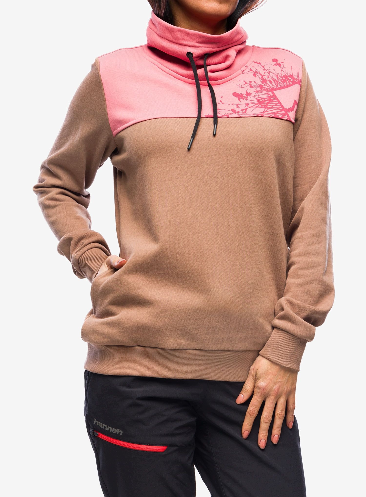 Bluza bez kaptura damska Hannah Sibele coca mocha/faded rose 42 (XL)