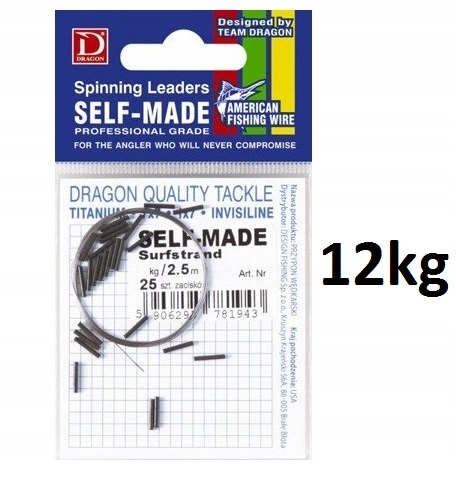 Przypon Dragon self-made (2.5 m 25 zacisków) 1x19 Surfstrand 12kg