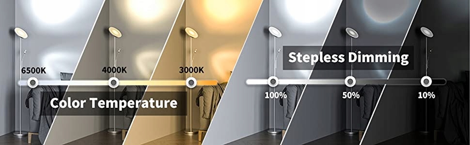 Szara Lampa Stojąca Podłogowa 175CM 30W+5W Z pilotem, ściemnialna Długość/wysokość 175 cm