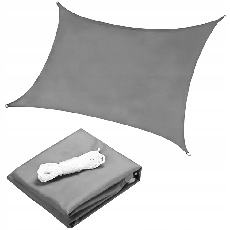 Čtvercová sluneční zahradní plachta, voděodolná, 5 x 5 m, šedá