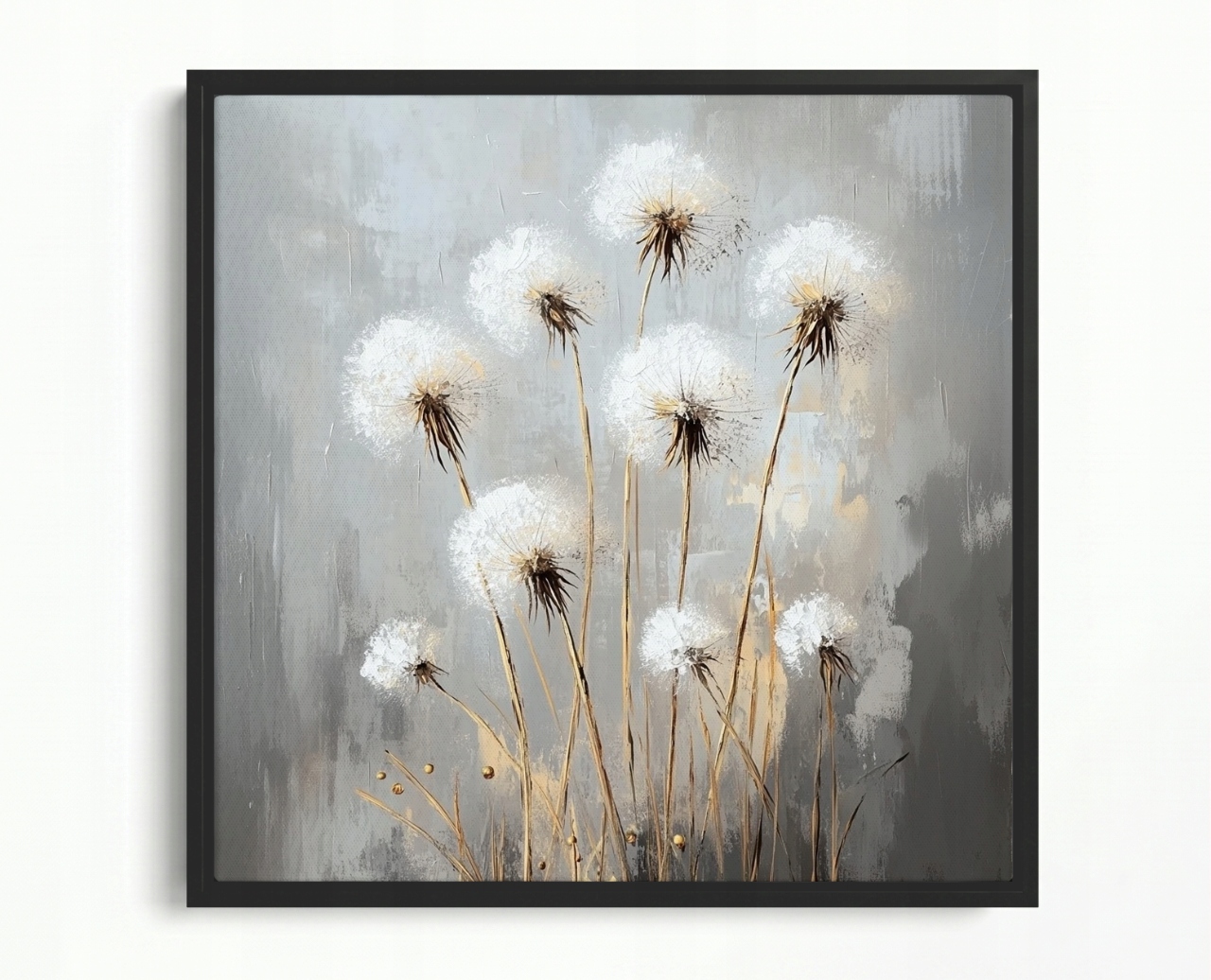 Obraz Rám Americký Box Grafika Příroda Zahrada Květiny Pampeliška Boho 50x50