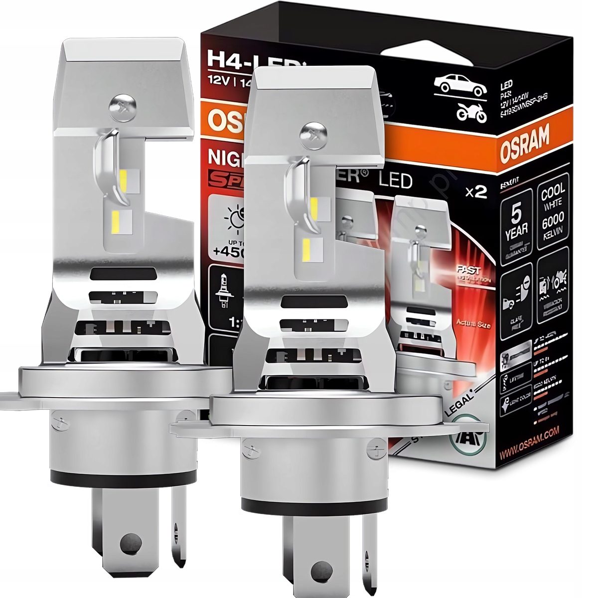 Žiarovky Osram H4 Led Ledové Night Breaker Homologizácia Street Legal 6000K