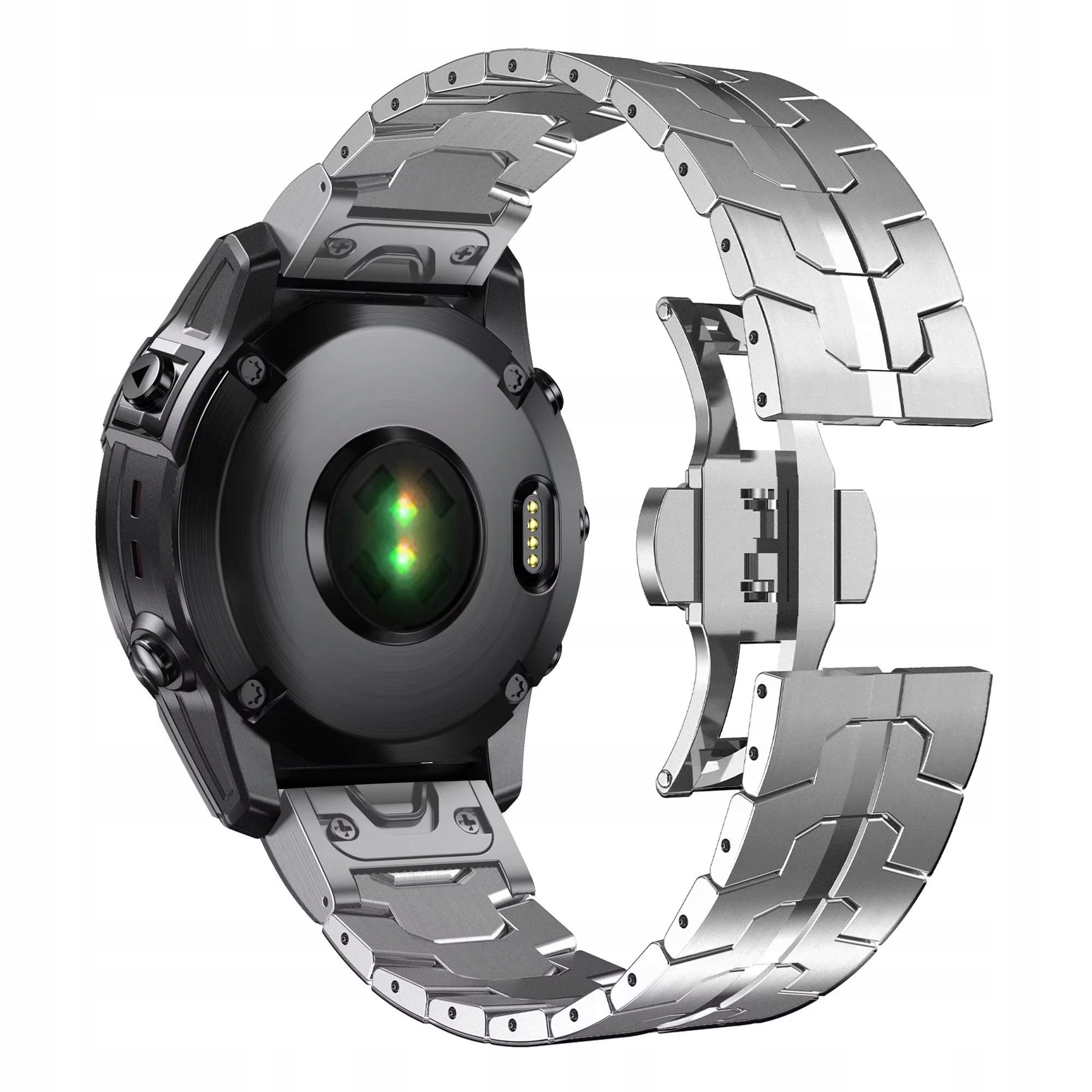Bransoleta Stal Srebrna Pasek Quickfit Do Garmin Fenix 3HR 5X 6X 7X 8 51MM