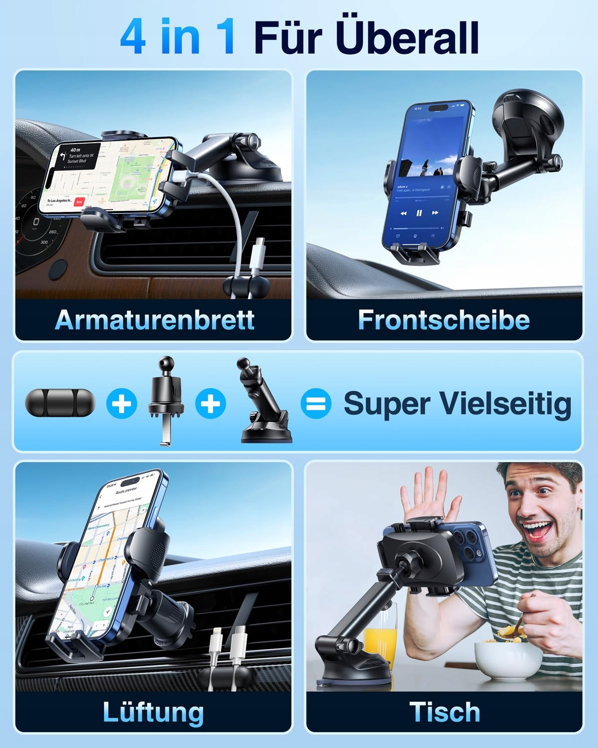 SPC Universal Car Mount for iPhone 16 Pro, 15, Samsung S25 Ultra — miniatura 7