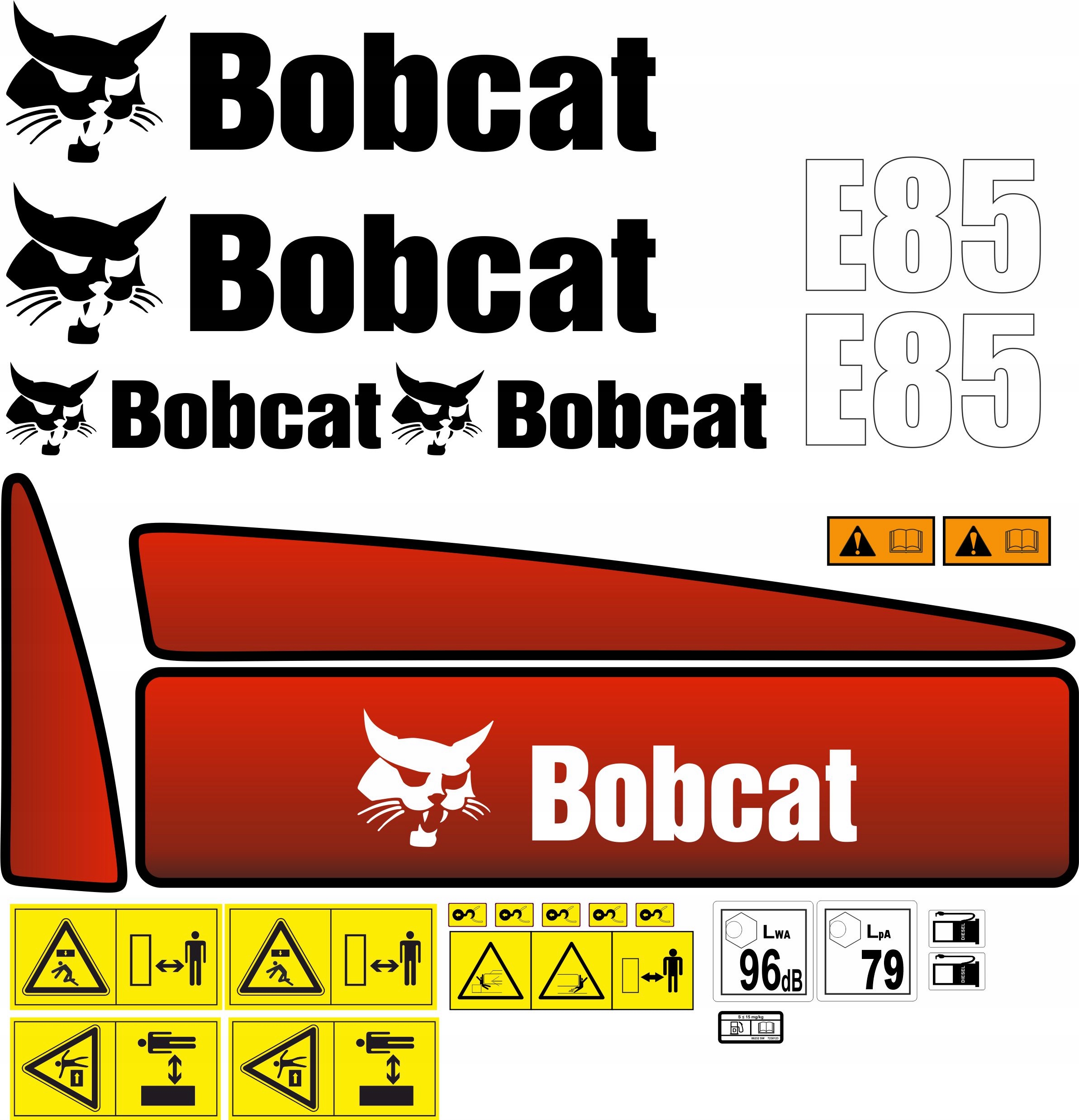 Samolepky Bobcat E85 Minibagr Laminovaný Bagr