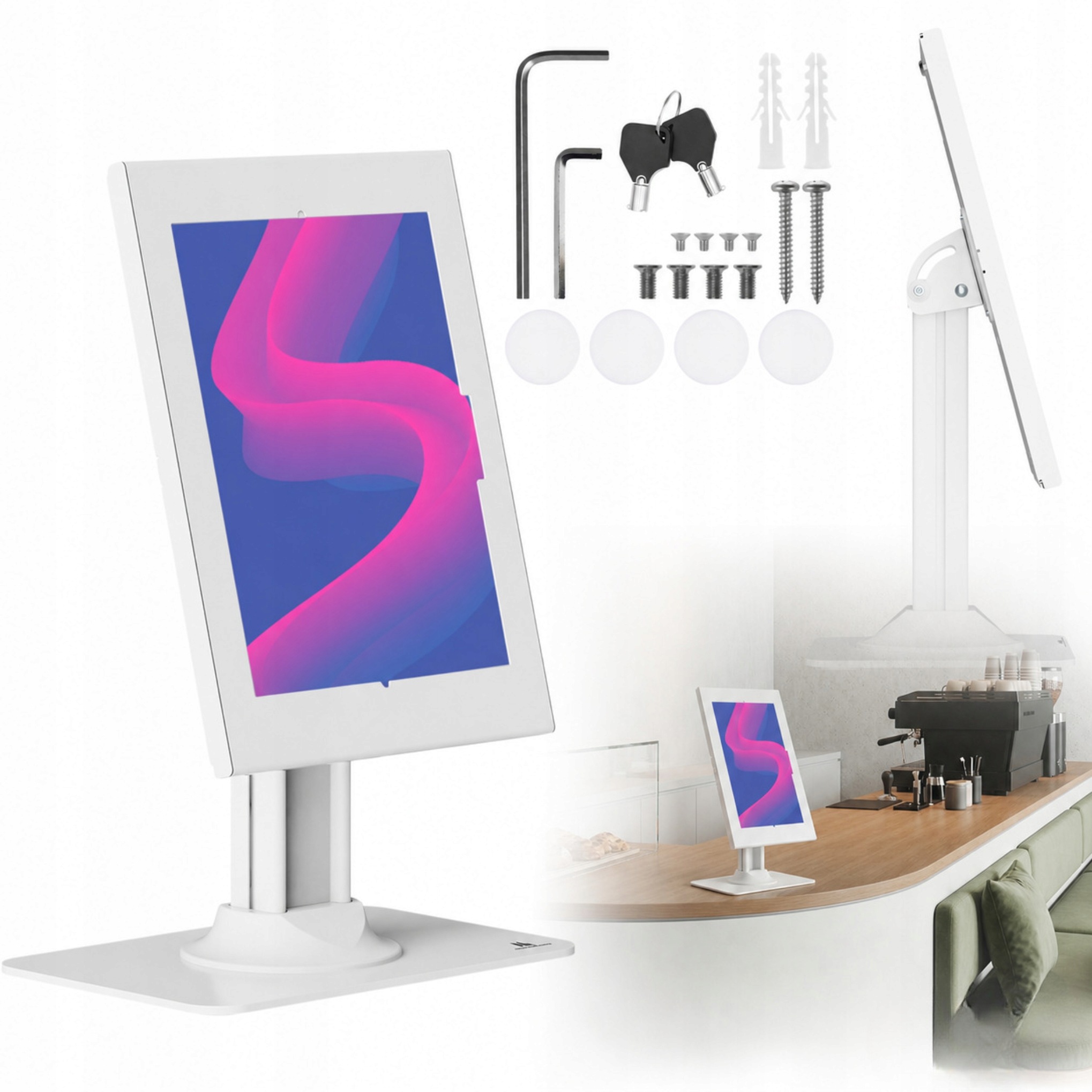 Informační reklamní stojan pro iPad Samsung 12,4-13'' bílý s aretací