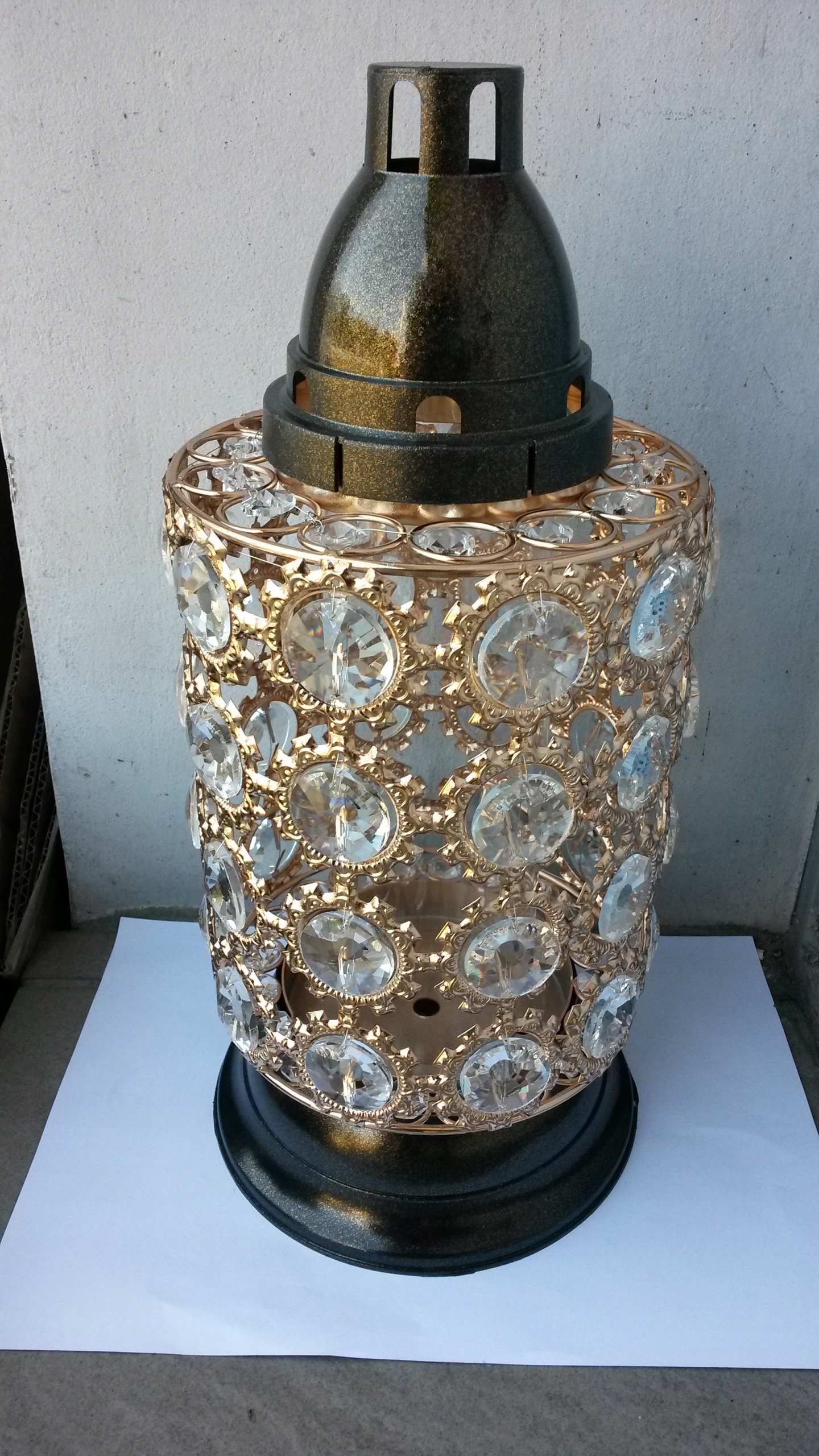 Náhrobná Sviečka s kryštálmi zlato