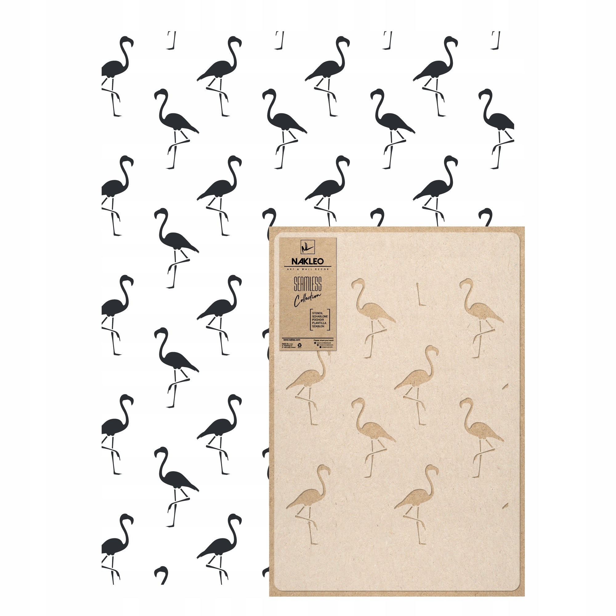 Opakovatelná malířská šablona Opakovaně Použitelný 59x95 cm Tapeta Tropická Plameňáci