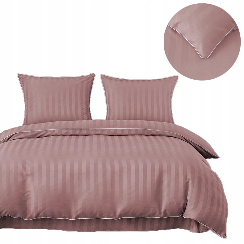 Pościel 200x220 Adamaszek 100% Bawełna Satynowa Hotelowa Różowa