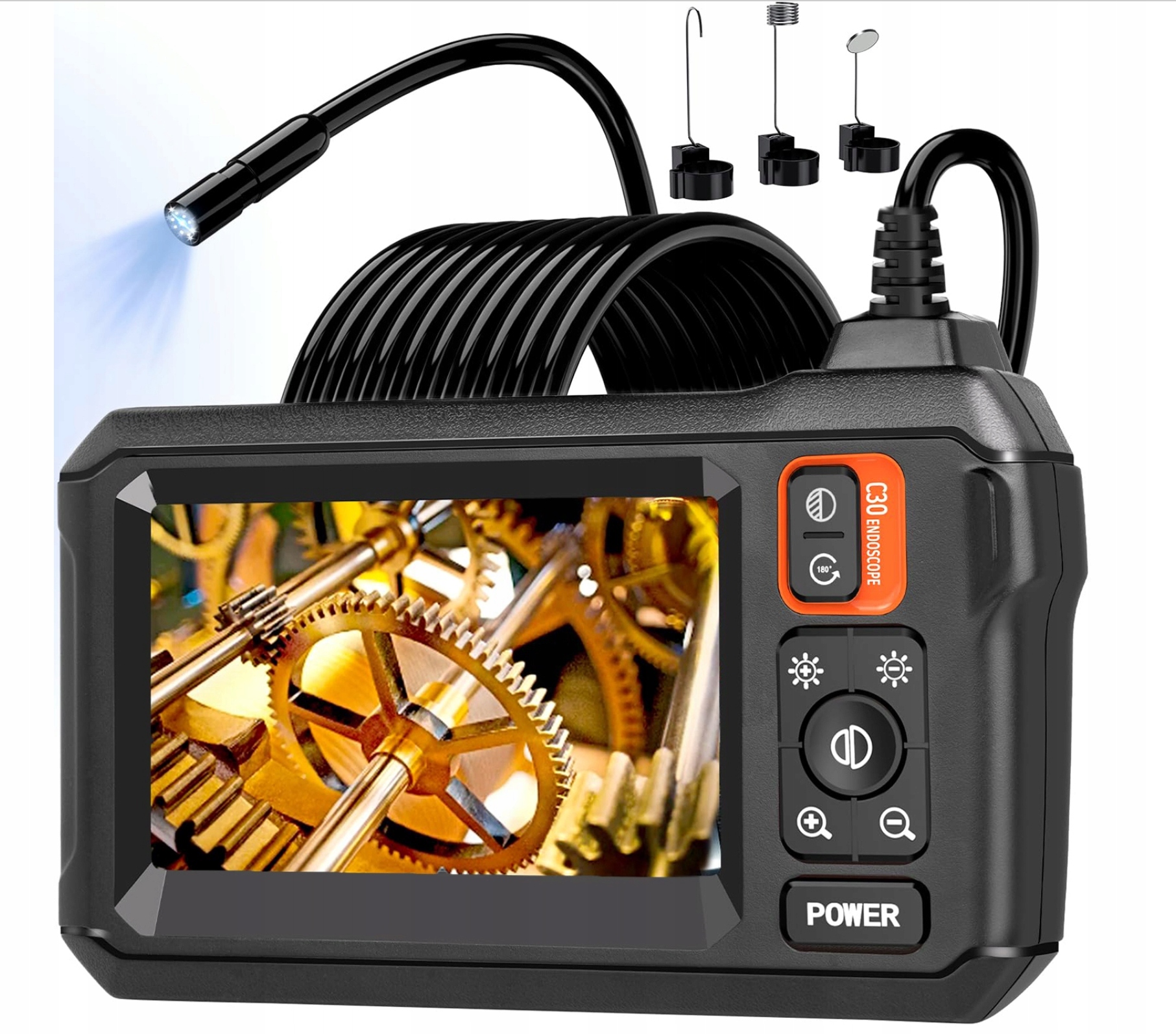 ENDOSKOP KAMERA INSPEKCYJNA WARSZTATOWA FULLHD 1080p 4,3" 2000mAh LED 5m