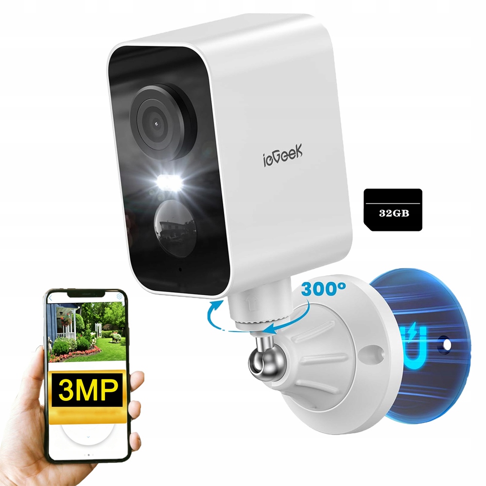 Venkovní Kamera WiFi 300 horizontální otáčení kamera magnetická montáž 32GB